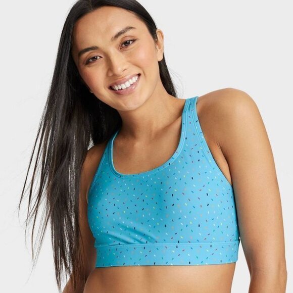 NWT Humankind X Target Pride Blue Sprinkles Sports Bra Active Swim Top, XL - Picture 1 of 9
